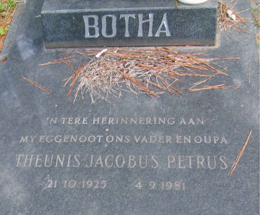 BOTHA Theunis Jacobus Petrus 1925-1981
