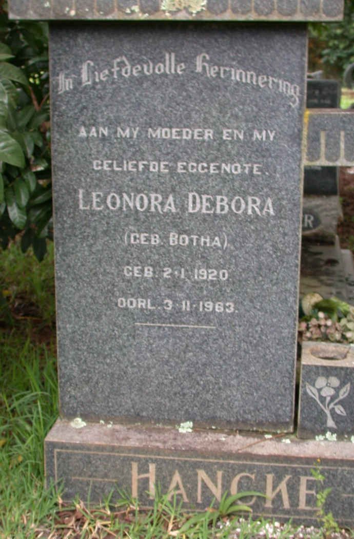 HANCKE Leonora Debora nee BOTHA 1920-1963