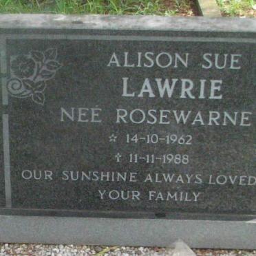LAWRIE Alison Sue nee ROSEWARNE 1962-1988