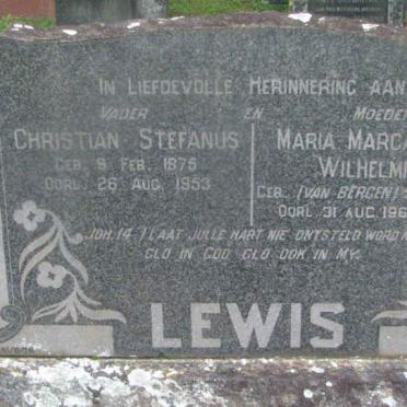 LEWIS Christian Stefanus 1875-1953 &amp; Maria Margaretha Wilhelmina VAN BERGEN 1884-1964