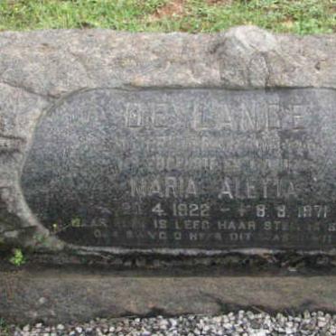 LANGE Maria Aletta, de 1922-1971