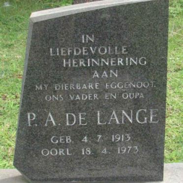 LANGE P.A., de 1913-1973