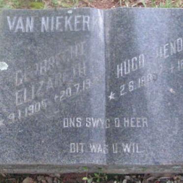 NIEKERK Hugo Hendrik, van  ?-1969 &amp; Gerbrecht Elizabeth 1905-1975