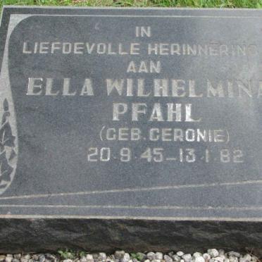 PFAHL Ella Wilhelmina nee CERONIE 1945-1982