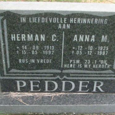 PEDDER Herman C. 1913-1992 &amp; Anna M. 1925-1997
