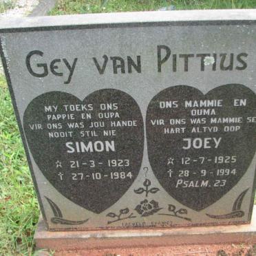 PITTIUS Simon, Gey van 1923-1984 &amp; Joey 1925-1994