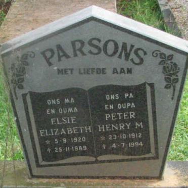 PARSONS Peter Henry M. 1912-1994 &amp; Elsie Elizabeth 1920-1989