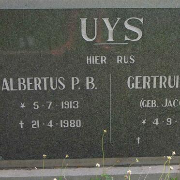UYS Albertus P.B. 1913-1980 &amp; Gertruida J. JACOBS 1918-