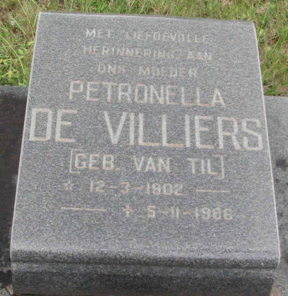 VILLIERS Petronella, de nee VAN TIL 1902-1986