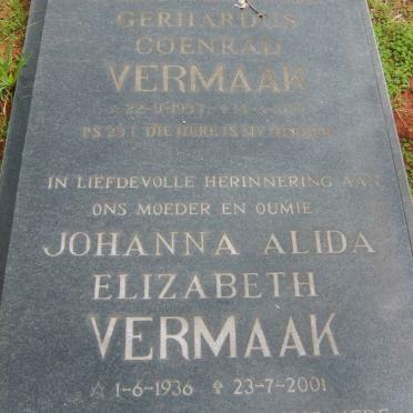 VERMAAK Gerhardus Coenrad 1933-1981 &amp; Johanna Alida Elizabeth 1936-2001