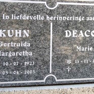 KUHN Gertruida Margaretha 1923-2003 :: Deacon Mario 1972-