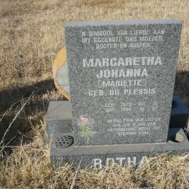BOTHA Margaretha Johanna nee DU PLESSIS 1970-1996
