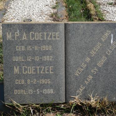 COETZEE M.P.A. 1908-1982 &amp; M. 1905-1988
