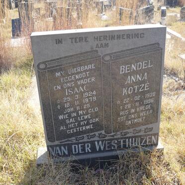 WESTHUIZEN Isaac, van der 1924-1979 &amp; Bendel Anna KOTZE 1938-1986