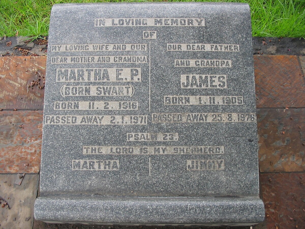 BEECHEY James 1905-1976 &amp; Martha E.P. SWART 1916-1971
