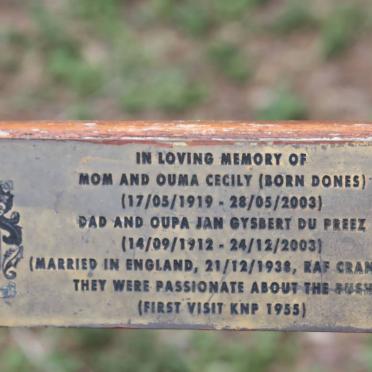 PREEZ Jan Gysbert, du 1912-2003 &amp; Cecily DONES 1919-2003