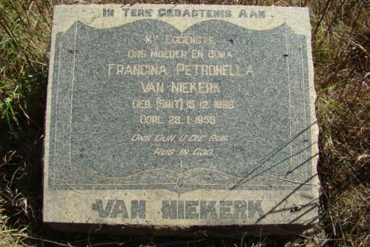 NIEKERK Francina Petronella, van nee SMIT 1898-1958