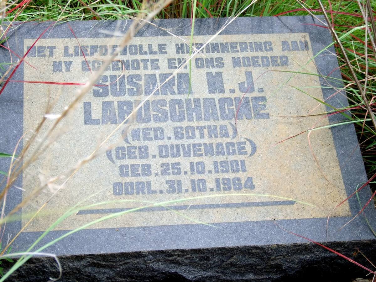 LABUSCHAGNE Susara M.J. previously BOTHA nee DUVENAGE 1901-1964