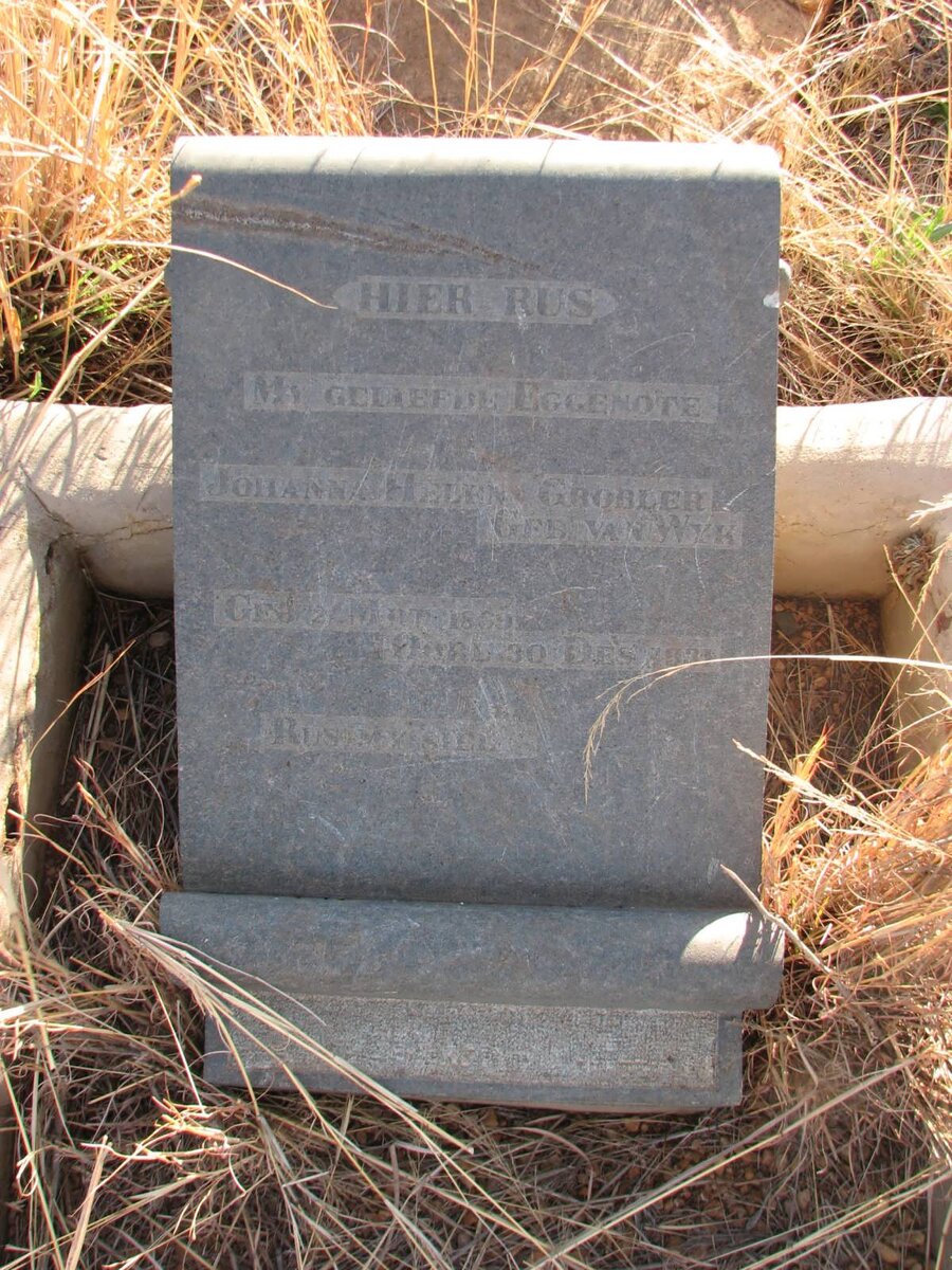 GROBLER Johanna Helena nee VAN WYK 1869-1931