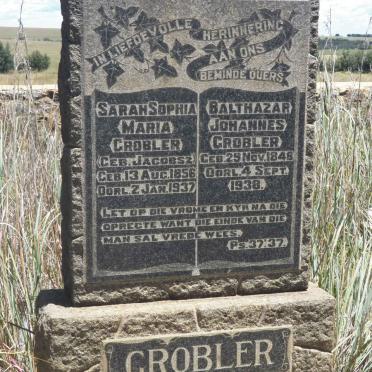 GROBLER Balthazar Johannes 1848-1938 &amp; Sarah Sophia Maria JACOBSZ 1856-1937