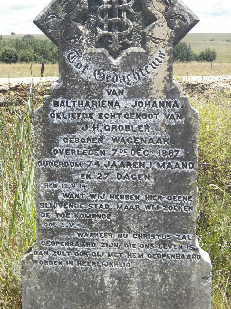 GROBLER Balthariena Johanna nee WAGENAAR -1887