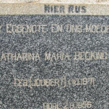 BECKING Catharina Maria nee JOUBERT 1871-1956 