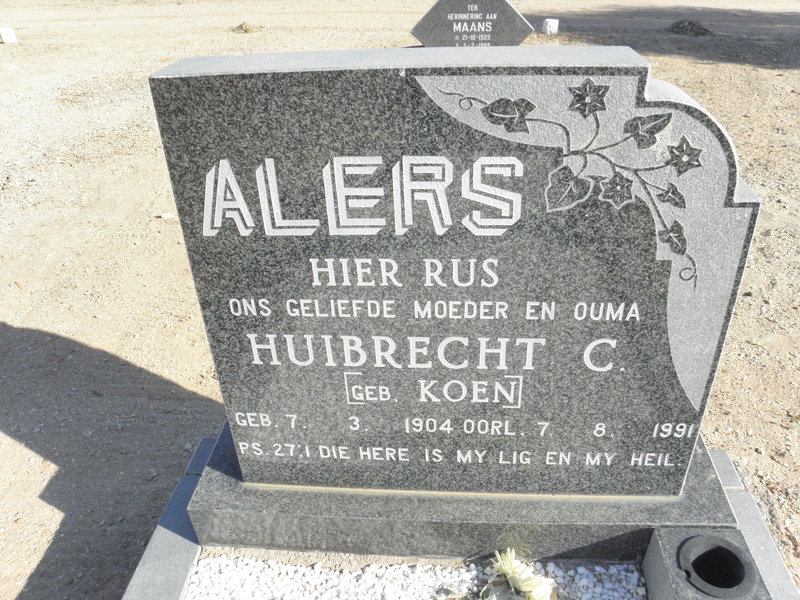 ALERS Huibrecht C. geb KOEN 1904-1991