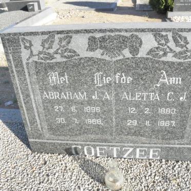 COETZEE Abraham J.A. 1896-1968 &amp; Aletta C.J. 1883-1967