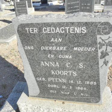 KOORTS Anna C.S. nee PEENS 1885-1965