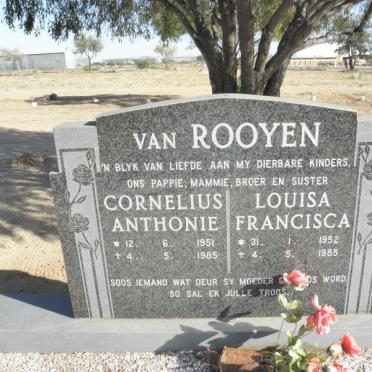 ROOYEN Cornelius Anthonie, van 1951-1985 &amp; Louisa Francisca 1952-1985