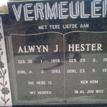 VERMEULEN Alwyn J. 1906-1982 &amp; Hester C. 1921-1992