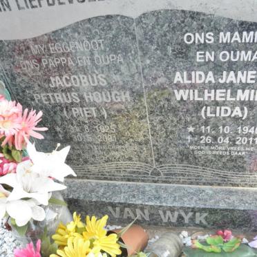 WYK Jacobus Petrus Hough, van 1925-2001 &amp; Alida Janetta Wilhelmina 1940-2011