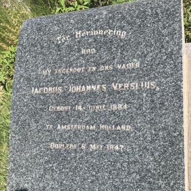 VERSLUIS Jacobus Johannes 1884-1947