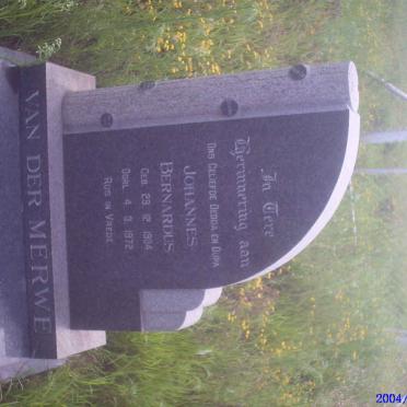 MERWE Johannes Bernardus, van der 1904-1972 