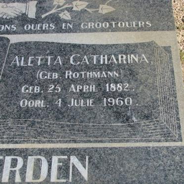 HEERDEN Joseph Marcus, van 1887-1952 &amp; Aletta Catharina ROTHMANN 1882-1960