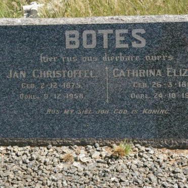 BOTES Jan Christoffel 1875-1958 &amp; Cathrina Elizabeth 1884-1955