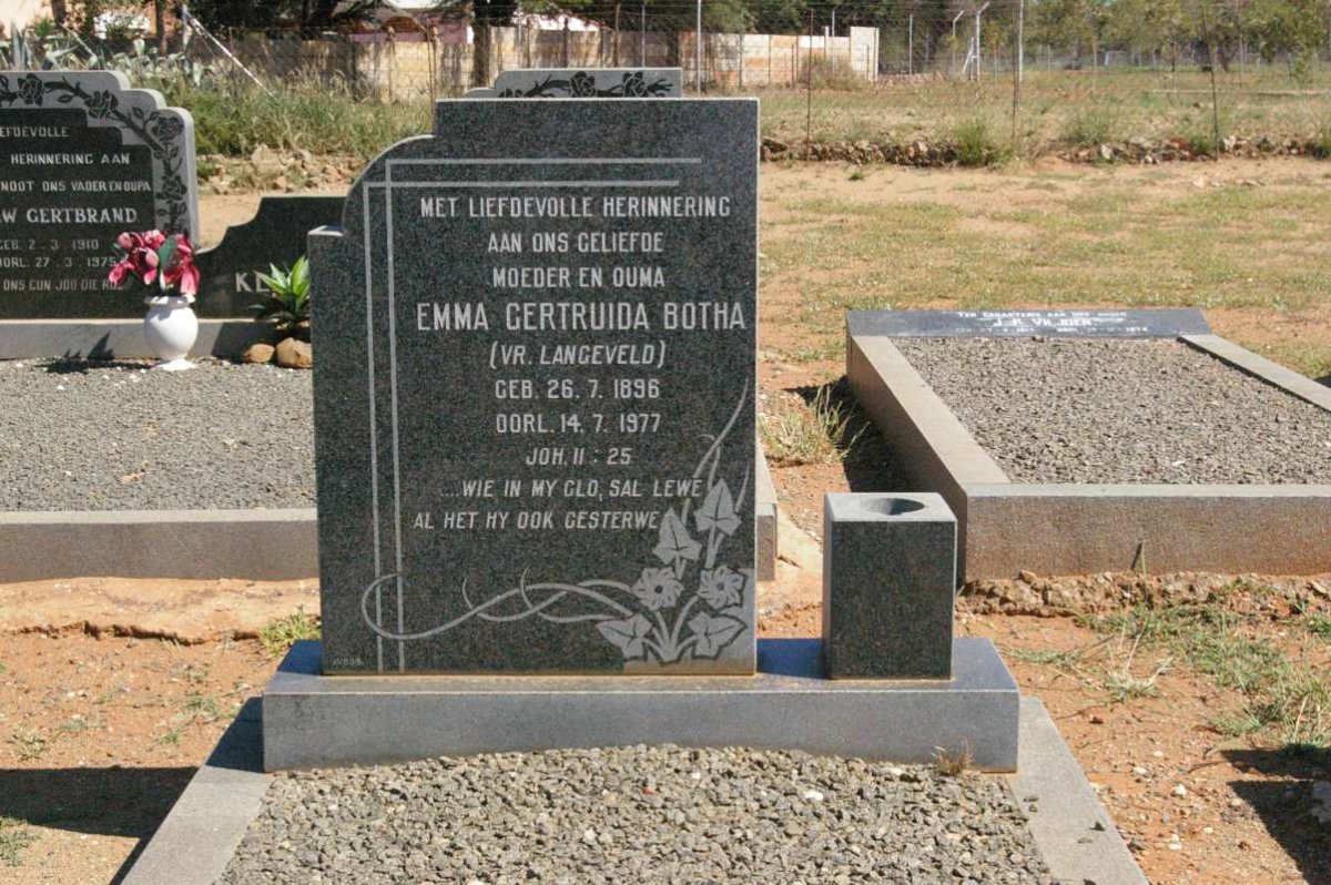BOTHA Emma Gertruida vr. LANGEVELD 1896-1977
