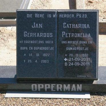 OPPERMAN Jan Gerhardus 1922-2003 &amp; Catharina Petronella 1922-2011