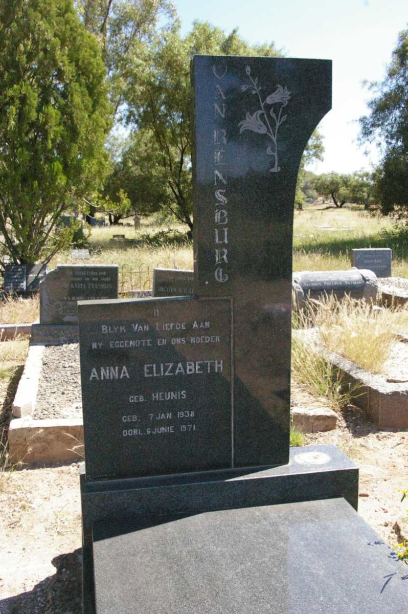 RENSBURG Anna Elizabeth, van nee HEUNIS 1938-1971