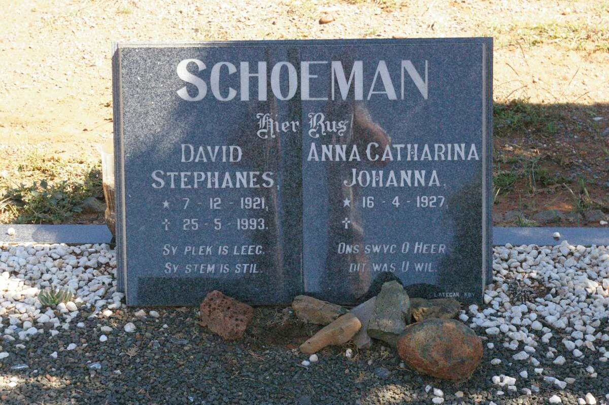 SCHOEMAN David Stephanes 1921-1993 &amp; Anna Catharina Johanna 1927-