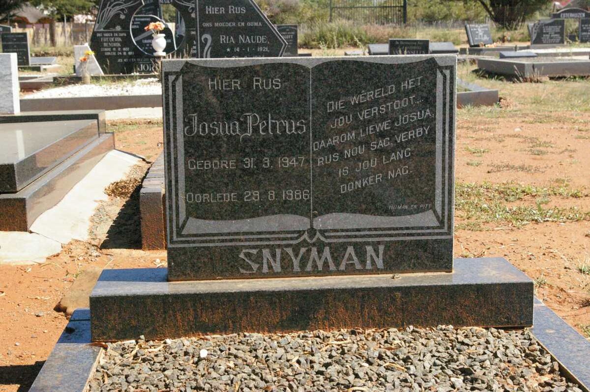 SNYMAN Josua Petrus 1947-1986
