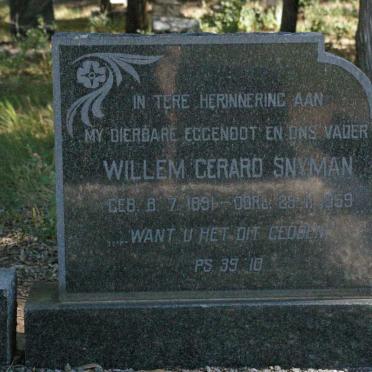 SNYMAN Willem Gerard 1891-1959 &amp; Dorothea Cornelia Esther SCHEEPERS 1886-1977