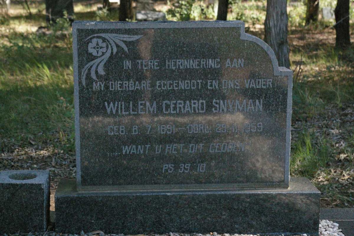 SNYMAN Willem Gerard 1891-1959