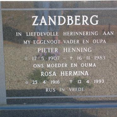 ZANDBERG Pieter Henning 1907-1983 &amp; Rosa Hermina 1916-1993