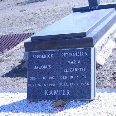 KAMFER Frederick Jacobus 1912-1991 &amp; Petronella Maria Elizabeth 1921-1986