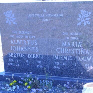 NEL Albertus Johannes 1919-1988  &amp; Maria Christina LOUW 1927-