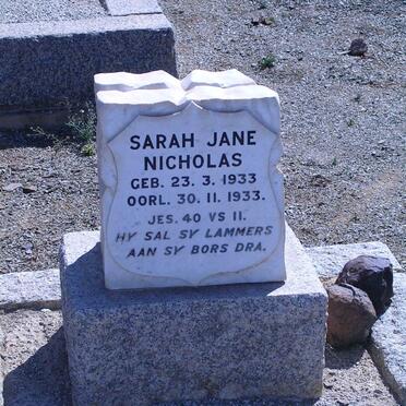 NICHOLAS Sarah Jane 1933-1933