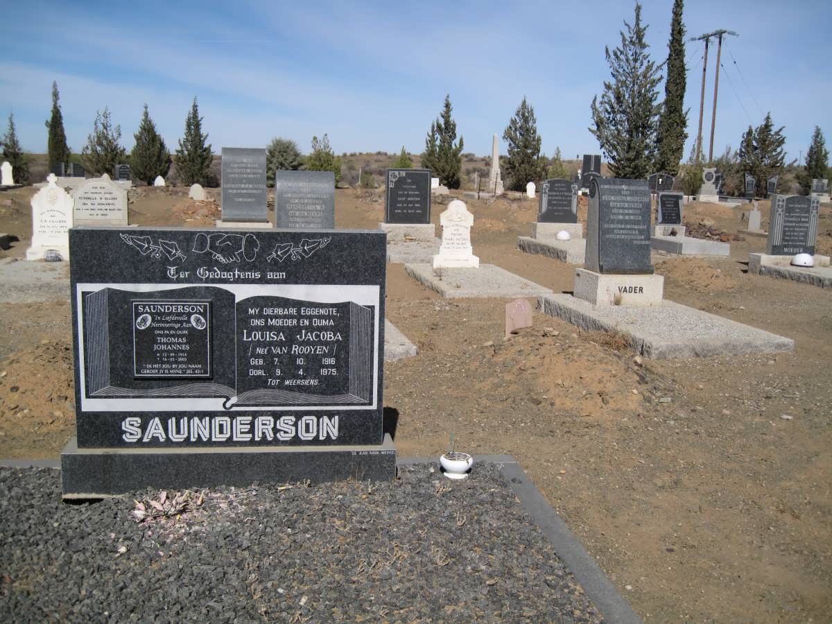 SAUNDERSON Thomas Johannes ? &amp; Louisa Jacoba VAN ROOYEN 1916-1975