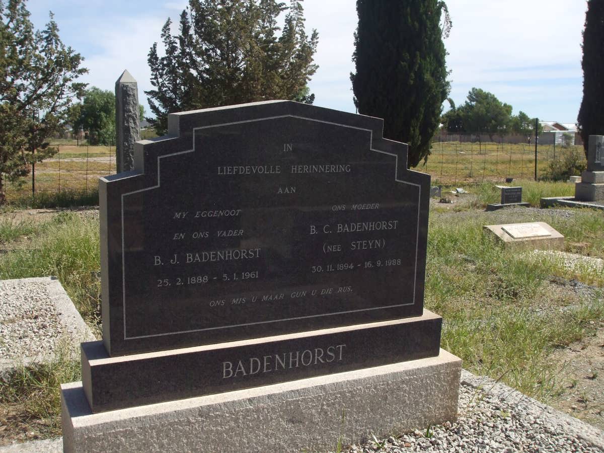BADENHORST B.J. 1888-1961 &amp; B.C. STEYN 1894-1988
