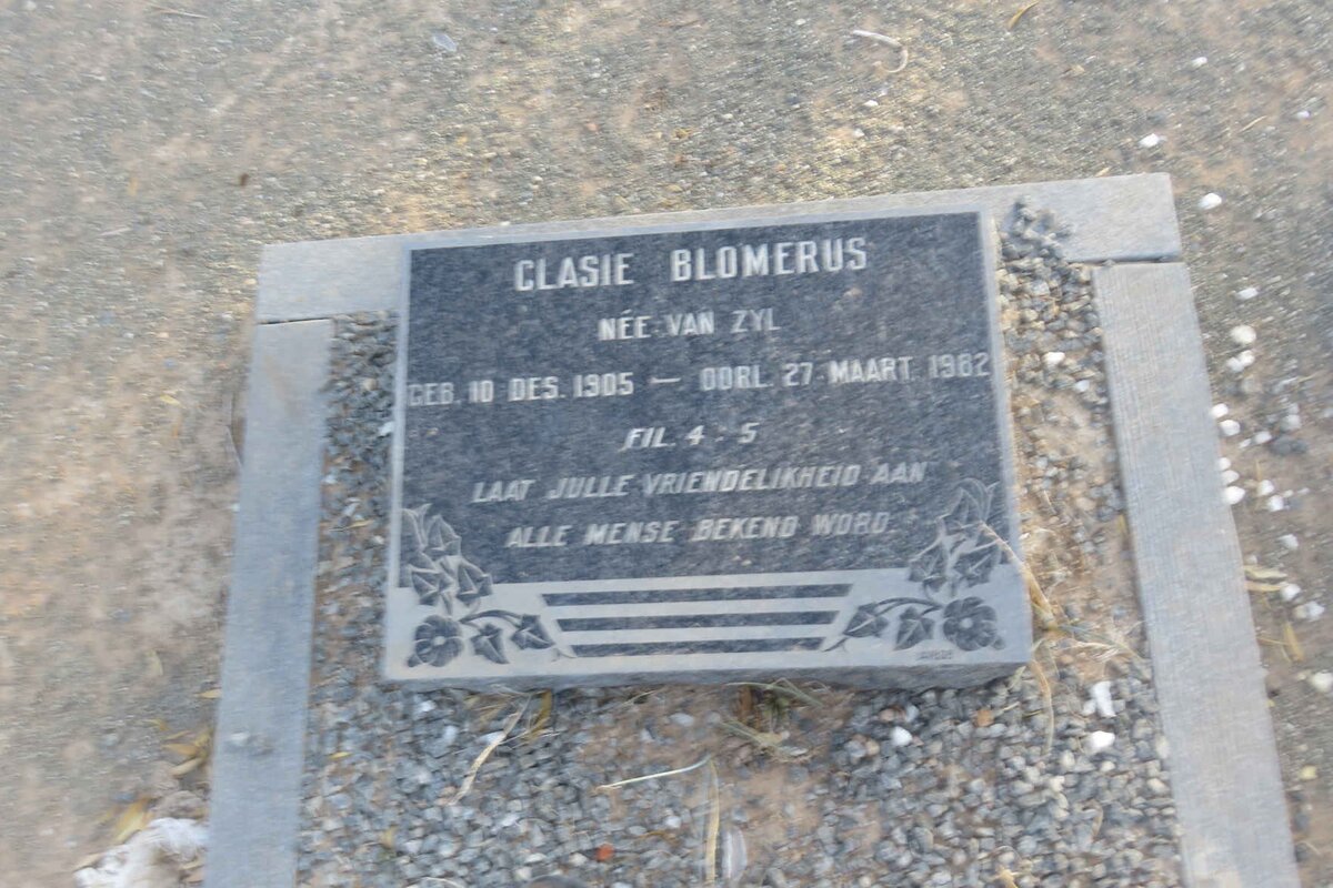 BLOMERUS Clasie nee VAN ZYL 1905-1982